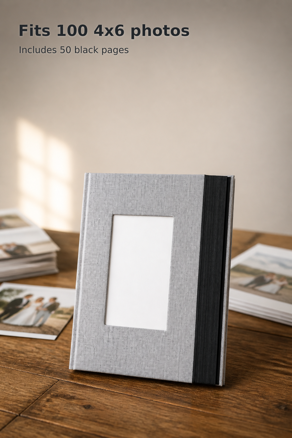 Gray Linen 4 × 6 Slip-In Photo Album