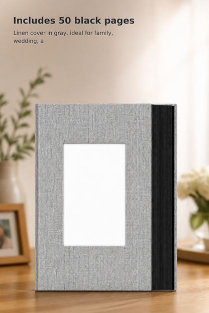 Gray Linen 4 × 6 Slip-In Photo Album