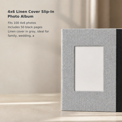 Gray Linen 4 × 6 Slip-In Photo Album