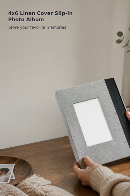 Gray Linen 4 × 6 Slip-In Photo Album